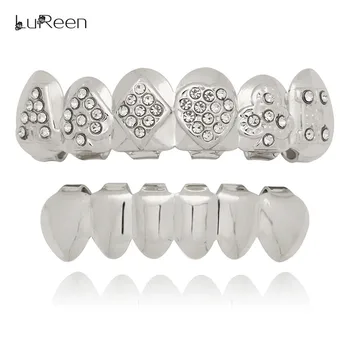 LuReen Hiphop Guld Tænder Grill Top & Bund Poker Iced Out Grill Dental Cosplay Tænder Caps Halloween Party Tand JewelryLD0034