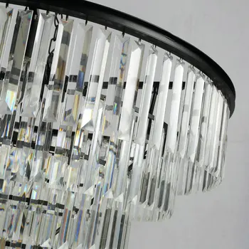 Lustre LED-Ring Vintage Loft Glas K9 krystallysekrone, Inventar Lys til Soveværelse, Stue Køkken