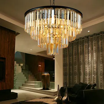 Lustre LED-Ring Vintage Loft Glas K9 krystallysekrone, Inventar Lys til Soveværelse, Stue Køkken