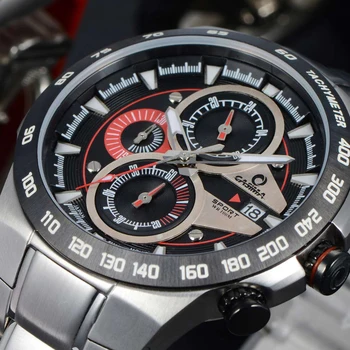Luxury-brand-ure-mænd-sport lysende racing herre quartz armbånds ur vandtæt 100m CASIAM#8209