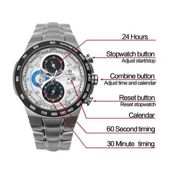 Luxury-brand-ure-mænd-sport lysende racing herre quartz armbånds ur vandtæt 100m CASIAM#8209