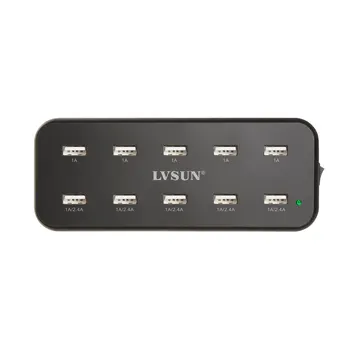 LVSUN 10in1 60W 12A 10 Port Universal Desktop USB AC Oplader Adapter 5V 2.4 EN Til Iphone 7 Samsung galaxy Note 3 4 xiaomi lg g5