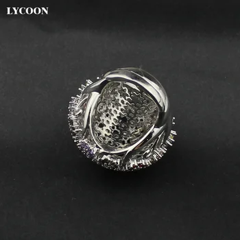 LYCOON Hot salg farverige Østrig CZ elegant Krystal forlovelsesringe i sølv belagt luksus AAA cubic zirconia Smykker ring