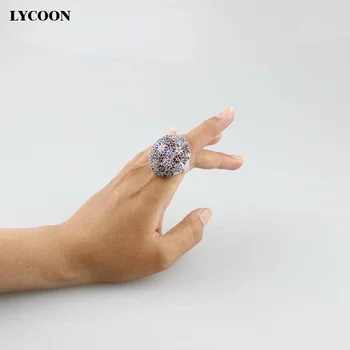 LYCOON Hot salg farverige Østrig CZ elegant Krystal forlovelsesringe i sølv belagt luksus AAA cubic zirconia Smykker ring