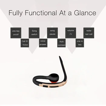 Lymoc Bluetooth-Headset, Håndfri Hovedtelefoner Trådløse Øre Krog CSR4.1 CVC6.0 stemmestyring 6-8 timer Musik Spil til iPhone XiaoMi