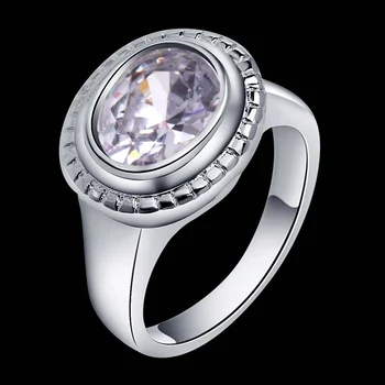 Lyse zircon ovale skinnende Sølv forgyldt ring, sølv mode smykker ring For Kvinder&Mænd , /NZWWIKPH RIOAPEMK