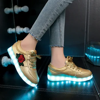 Lysende Sneakers med Baggrundslys Lysende LED-Sko Drenge Piger Sneakers med Lysende Sole Kids Kvindelige Kurv Femme LED Tøfler