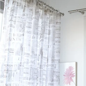 Lyst moderne trykte avis mørklægningsgardiner blind drapere lutter gardin stof Tyl Voile til stue, soveværelse WP227 *20