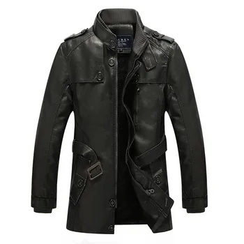 Læder jakke mænd efteråret og vinteren mandlige Plus fløjl tyk varm pu læder jakker Europa og USA plus størrelse M-4xl 0317