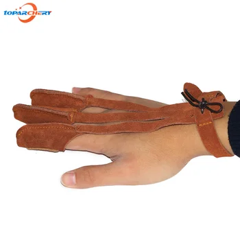 Læder Materiale 3 Finger værn Sikker Handske til Bueskydning, Jagt Skydning Træning Tilbehør Finger Tip Protector