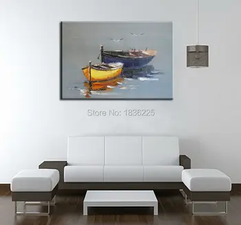 Lærred moderne abstrakte dekorative over havet og båd oil painting abstrakt båd maleri, med wall stickers hjem dekoration olie maleri