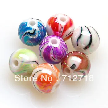 Løse perler af plast 10mm runde akryl perler tilfældigt blandet farve malet perles,der sælges af 910 Pc ' er
