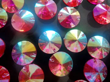 Løse perler Runde Rose Red AB 10mm Rivoli Sy På Akryl Crystal Diamante Rhines flatback sten 300pcs/masse n17