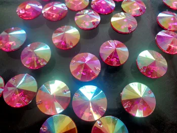 Løse perler Runde Rose Red AB 10mm Rivoli Sy På Akryl Crystal Diamante Rhines flatback sten 300pcs/masse n17