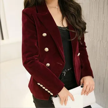 M-2XL plus size 2017 efteråret kvindelige koreanske Slim var tyndt fløjl leisure suit solid farve dobbeltradet jakke w1085
