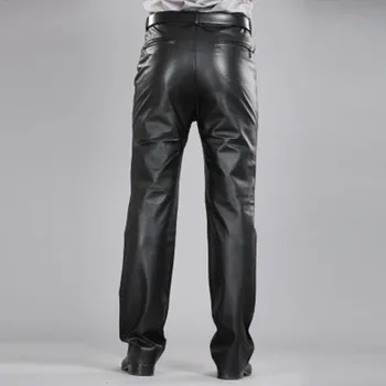 M-7XL Plus Size Fashion Læder Bukser Motorcykel Bukser til Mænd jeg Ægte Læder Straight Bukser til Mænd Fladskærms Lynlås Regelmæssig