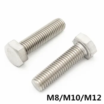 M8/M10/M12 Rustfrit Stål, Sekskantede Skruer Uden Hex Bolt DIN933 Bolte Til Elektriske Maskine og Udstyr Hjul Byggeri