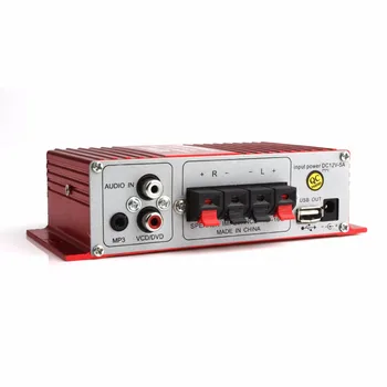 MA-180 Hi-Fi Mini USB 12V Auto Power-Forstærker 2-KANALS Stereo Sound Mode Lyd musikafspiller med Remote Support MP3 / VCD / DVD