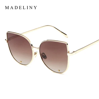 MADELINY Nye Mode-Cat Eye Solbriller Kvinder Brand Designer Reflekterende Belægning Spejl solbriller Kvinder MA283