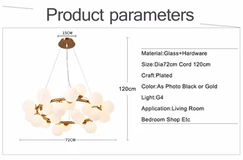 Magic Bean Moderne LED Pendel Lysekrone-Lys Til Stue Spisestue G4 Guld /Sort Hvid Glas Lysekrone Lampe Inventar