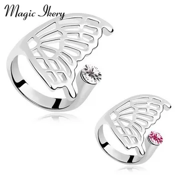 Magic Ikery Hule englevinger Romantisk Bryllup Ring For Kvinder Mode Crystal Zircon Åben Ring Smykker YT-R4574
