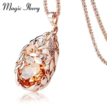 Magic Ikery Rosa Guld Farve Krystal Vintage Etniske Hvede lange halskæder tyrkisk mode Smykker halskæder til kvinder MKS00111