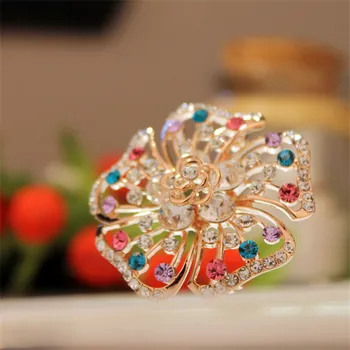 Magic Ikery Rosa Guld Farve Krystal Zircon Luksus Camellia Brocher Engros Mode Smykker til kvinder MKY5872