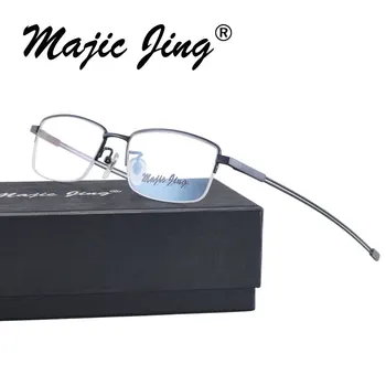 Magic Jing titanium briller brillerne optiske billeder halvdelen rim recept briller til mænd 9179