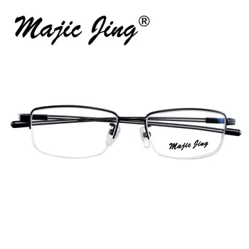 Magic Jing titanium briller brillerne optiske billeder halvdelen rim recept briller til mænd 9179