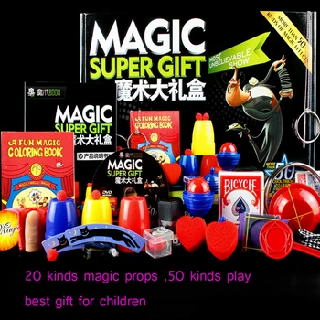 Magic Trick Sæt kit 50 Slags Magi Spille med DVD-Undervisningen Faglige Magie Prop Gimick Kortet børn magiske gave Puslespil Legetøj