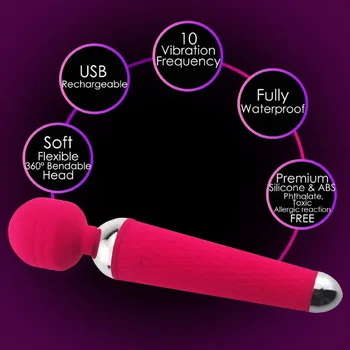 Magic Wand vibrator til kvinder, sexlegetøj AV Vibratorer, USB-Genopladeligt sexlegetøj til kvinde, klitoris vibrator