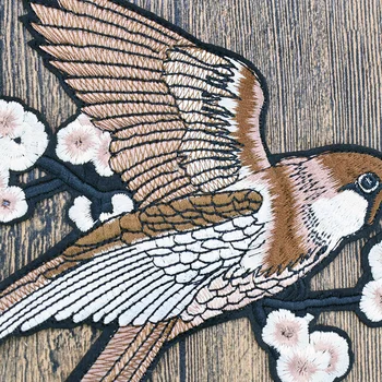 Magpies patches til tøj jern på patches fugl broderi patch applikeret parches ropa blomme blomster stickers til tøj, 1 par
