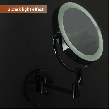 Makeup Spejle LED vægmonteret Udvide Folde Dobbelt Side LED-Lys Spejl 3x Forstørrelse, Bad, spejl, Toilet Spejl 8inch