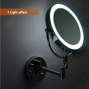 Makeup Spejle LED vægmonteret Udvide Folde Dobbelt Side LED-Lys Spejl 3x Forstørrelse, Bad, spejl, Toilet Spejl 8inch