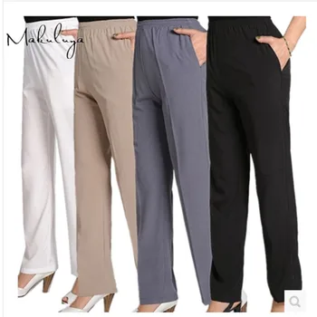 Makuluya 2017 Bedre faux silke bukser mode kvinders bukser høj elastisk varme plus størrelse 3XL bukser GRATIS GAVER BK