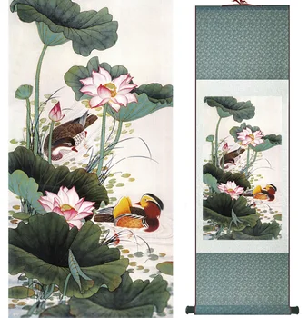 Mandarin Duck og vand lily Kinesisk Kunst Maleri Hjem Kontor Dekoration Kinesiske vask paintingPrinted maleri