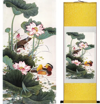 Mandarin Duck og vand lily Kinesisk Kunst Maleri Hjem Kontor Dekoration Kinesiske vask paintingPrinted maleri