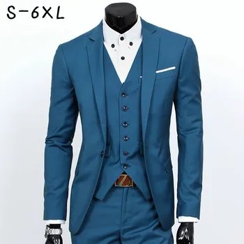 Mandlige modebutik en tre-dragter jakke blazere / mænds en knap for business suit sæt / mandlige bukser +vest talje-coat