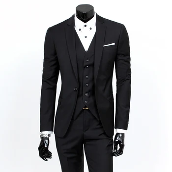 Mandlige modebutik en tre-dragter jakke blazere / mænds en knap for business suit sæt / mandlige bukser +vest talje-coat