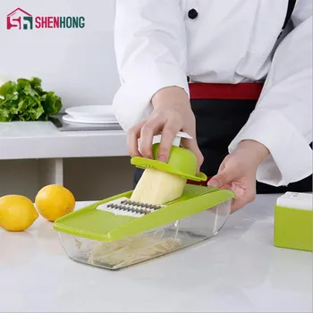 Mandoline Pålægsmaskine Manuel Vegetabilsk Cutter med 5 Knive Kartoffel Gulerod Rivejern til Vegetabilsk Løg Pålægsmaskine Køkken Tilbehør