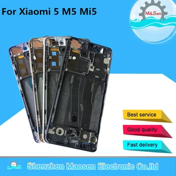M&Sen Til Xiaomi 5 M5 Mi5 med power flex kabel Front bezel ramme Midten ramme Boliger Sølv/sort/guld/lilla/ gratis fragt