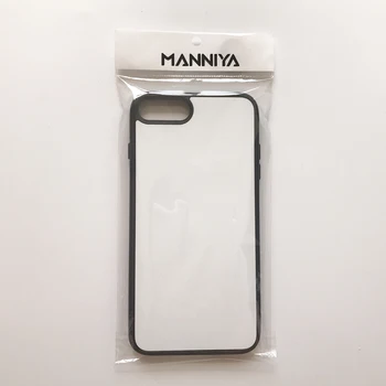 MANNIYA 2D-Sublimation Blanke gummi cover til iphone 7 plus 8 plus med Aluminium Skær og lim Gratis Fragt! 100pcs/masse
