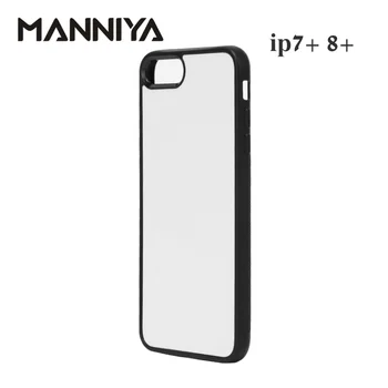 MANNIYA 2D-Sublimation Blanke gummi cover til iphone 7 plus 8 plus med Aluminium Skær og lim Gratis Fragt! 100pcs/masse