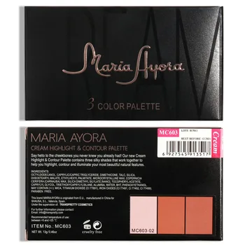 MARIA AYORA Helt Nye 3 Farver Ansigt Highlighter Pulver Makeup Palette Vandtæt Kontur Kosmetik Lysere Trimmer Bronzer