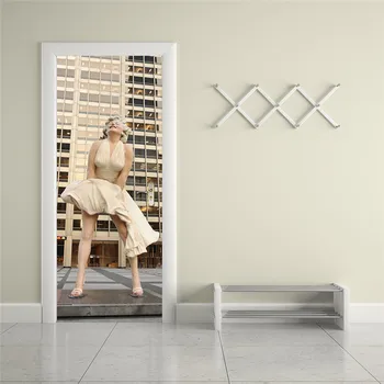 Marilyn Monroe Væg Plakat PVC Vandtæt DIY Wall Art Efterligning 3D Døren Mærkat Kreative Home Decor Wall Sticker