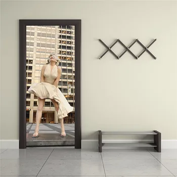 Marilyn Monroe Væg Plakat PVC Vandtæt DIY Wall Art Efterligning 3D Døren Mærkat Kreative Home Decor Wall Sticker