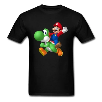 Mario ride yoshi herre Skjorter musikalske udskrivning Grønne Toppe til mænd Plus size kawaii Super Mario World T-Shirts
