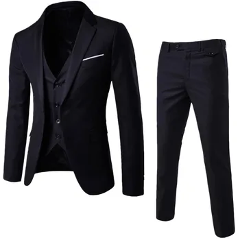 MarKyi 2017 nye plus størrelse 6xl herre passer bryllup, brudgom god kvalitet casual mandlige jakkesæt 3 peiece (jakke+bukser+vest)