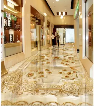 Marmor relief golden rose 3D-rummet tapet-gulvtæppe 3d-gulvtæppe baggrunde Brugerdefinerede Foto selvklæbende 3D-gulvtæppe PVC-vandtæt-gulvtæppe