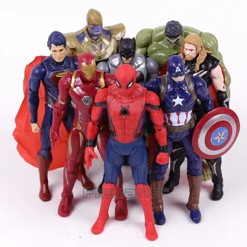 Marvel superhelte Iron Man, Captain America, Spiderman, Thor, Hulk Thanos PVC-Action Figurer, Legetøj Gave til Drengen 8stk/set 16CM